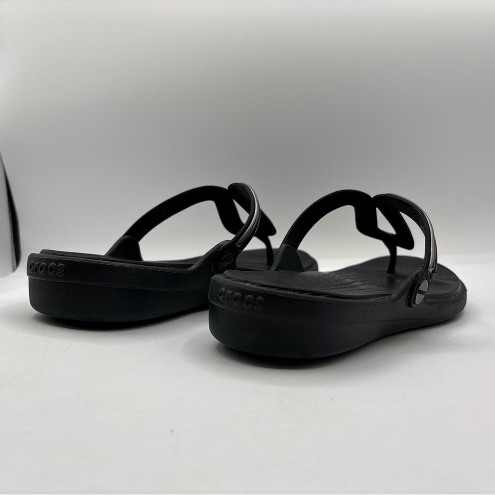 Crocs Sanrah Metal Block Wedge Black Women’s Size 10 205470 Dual Comfort Sandal - Picture 5 of 16